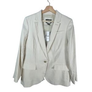 NWT J. Crew SIZE 12P Alfie Blazer Jacket Italian Linen Ivory Womens Business NEW